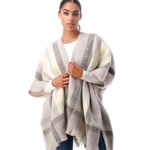Elegant Plaid Women's Sweater Wrap